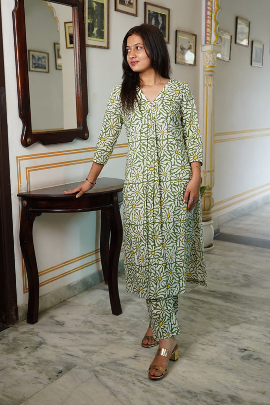 Yuthika handblock front gather Cordset