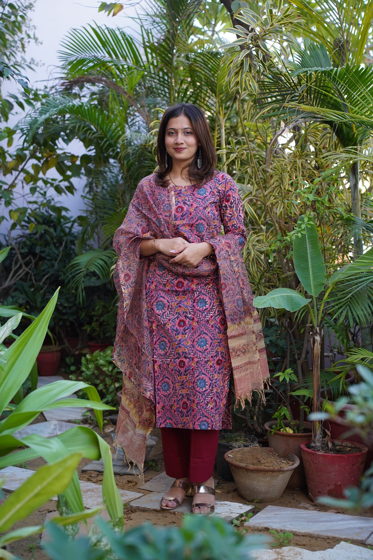 "Mehreen" Straight Kurta and plan Pant with Kota doriya dupatta