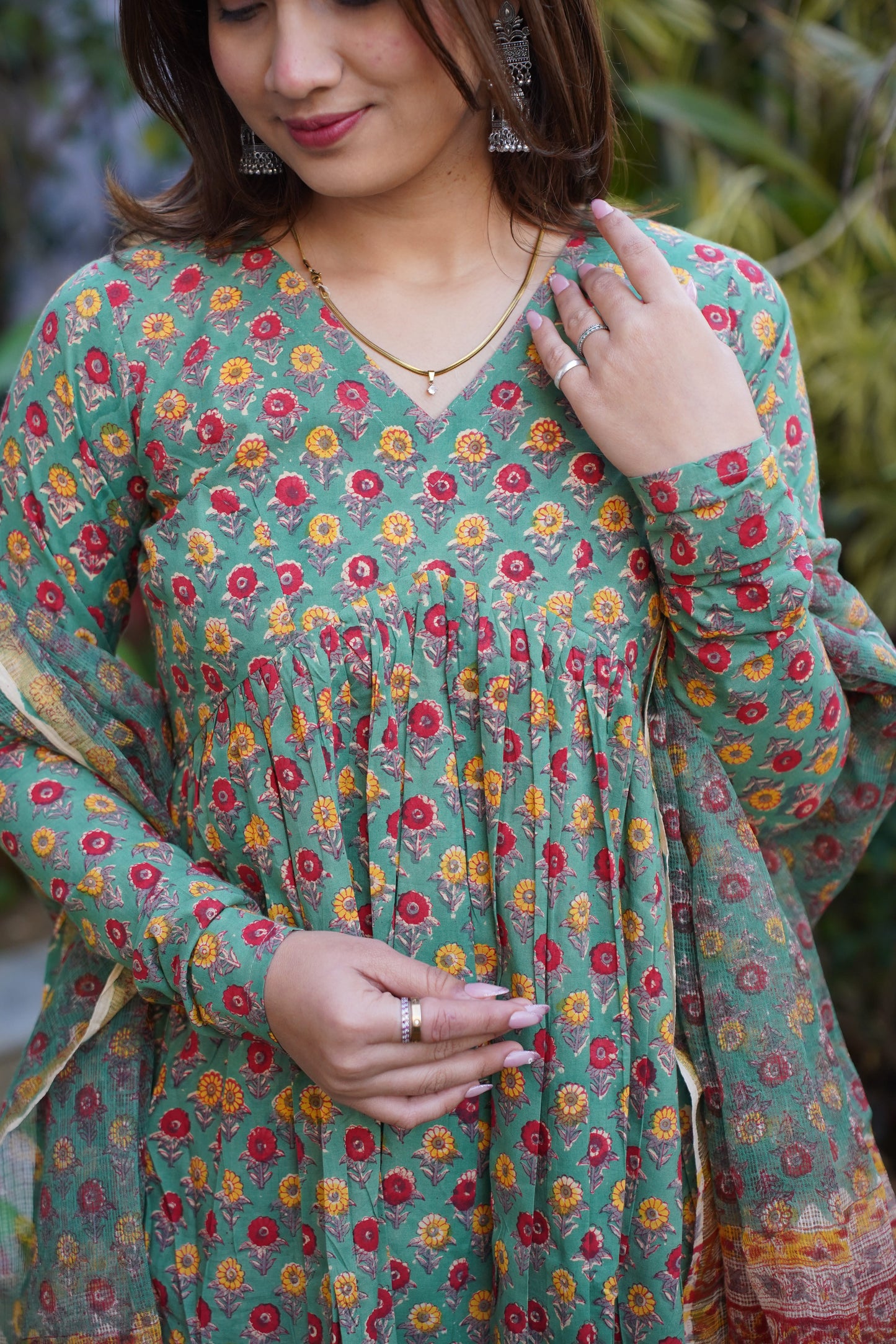 "Heer"  Alia Kurta and plan Pant with Kota doriya dupatta