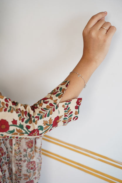 "SIA"Handblock Straight Kurti With Plain Pant And Kota Doriya Dupatta