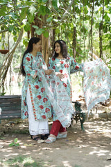 Badali  with Handblock Print Staright Kurti with Plain Pant & Kota Doriya Dupatta